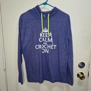 Keep Calm and Crochet On lightweight hoodie tee